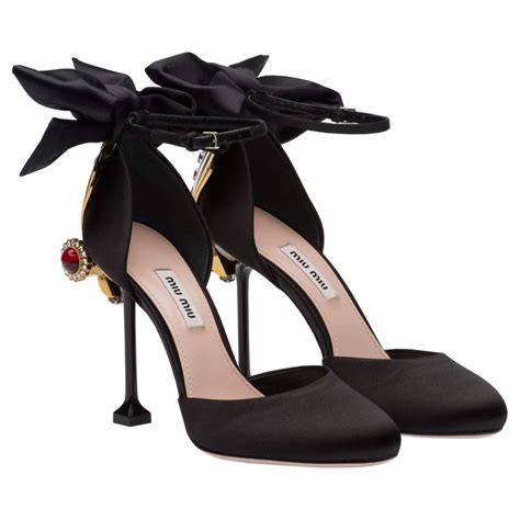 miu miu satin jewel heel with bow|Miu Miu Satin Jeweled.